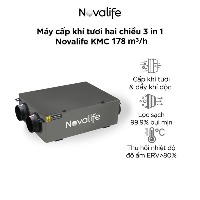 Máy cấp khí tươi hai chiều 3 in 1 Novalife KMC 178m³/h