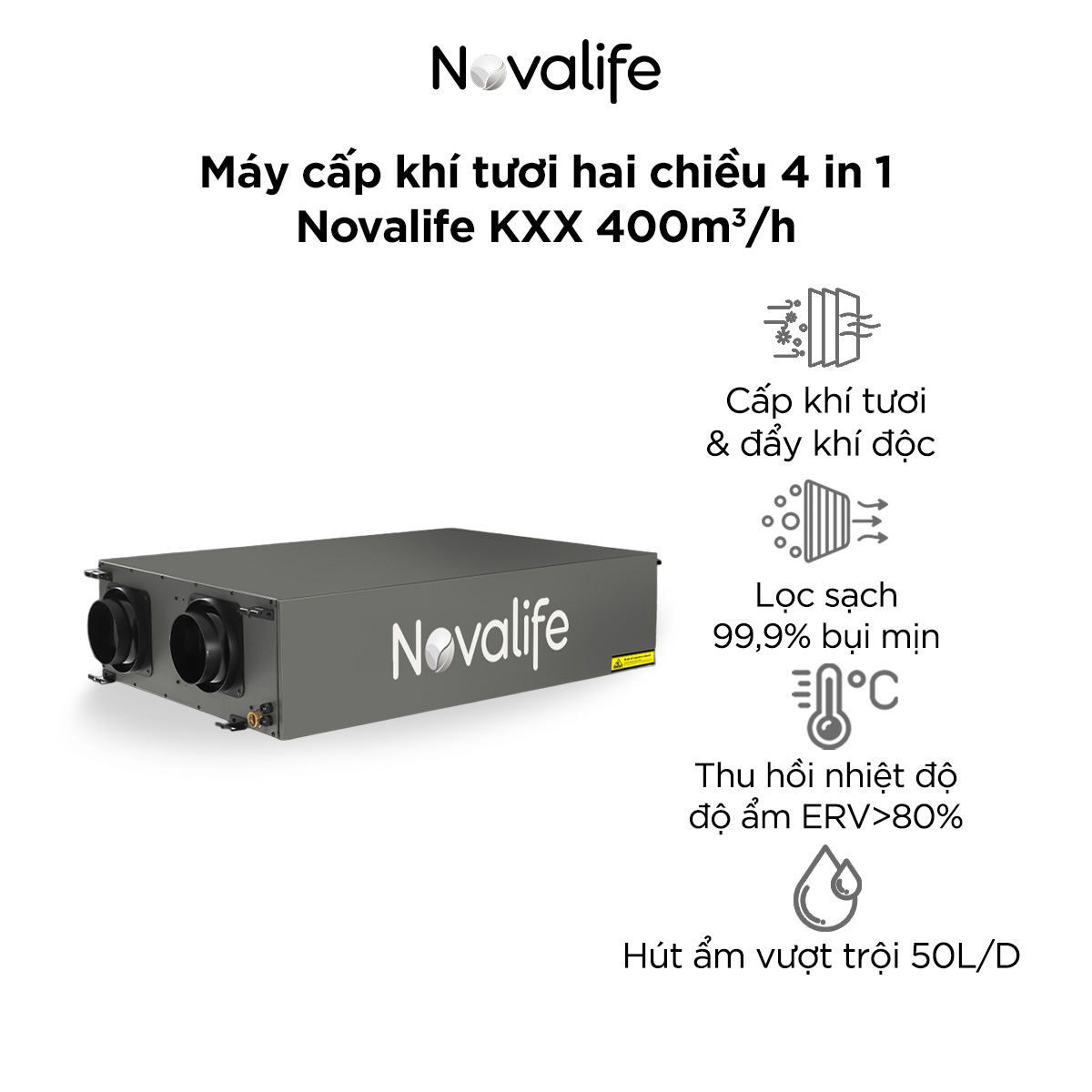 Âm trần hai chiều 4 in 1 Novalife KXX 400m³/h