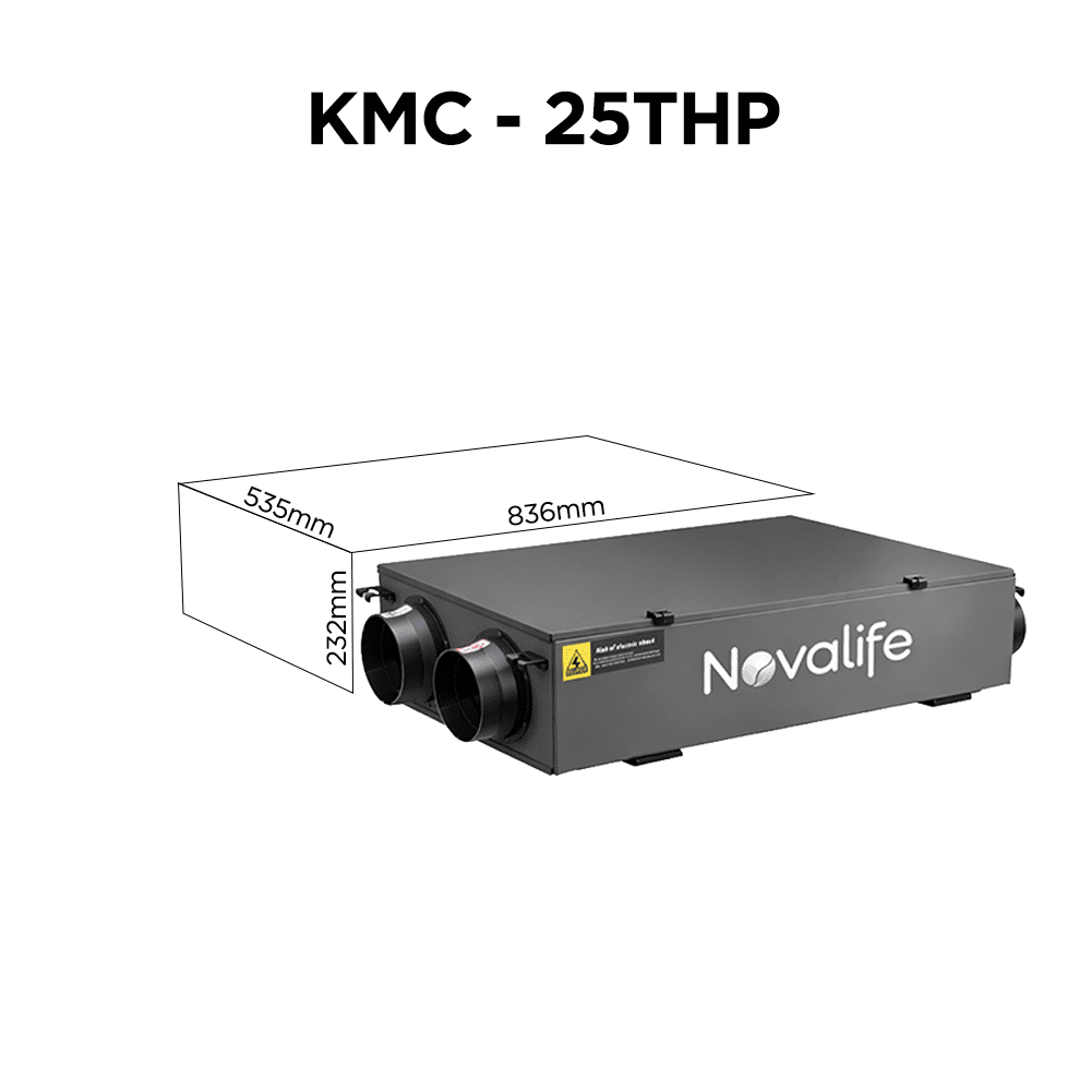 Máy cấp khí tươi hai chiều 3 in 1 Novalife KMC 280m³/h – Âm trần, Hiệu suất ERV>80% Kích thước máy cấp khí tươi hai chiều 3 in 1 Novalife KMC 280m³/h
