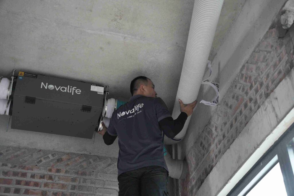 Hoàn thiện hệ thống máy cấp khí tươi cho biệt thự Vinhomes Global Gate