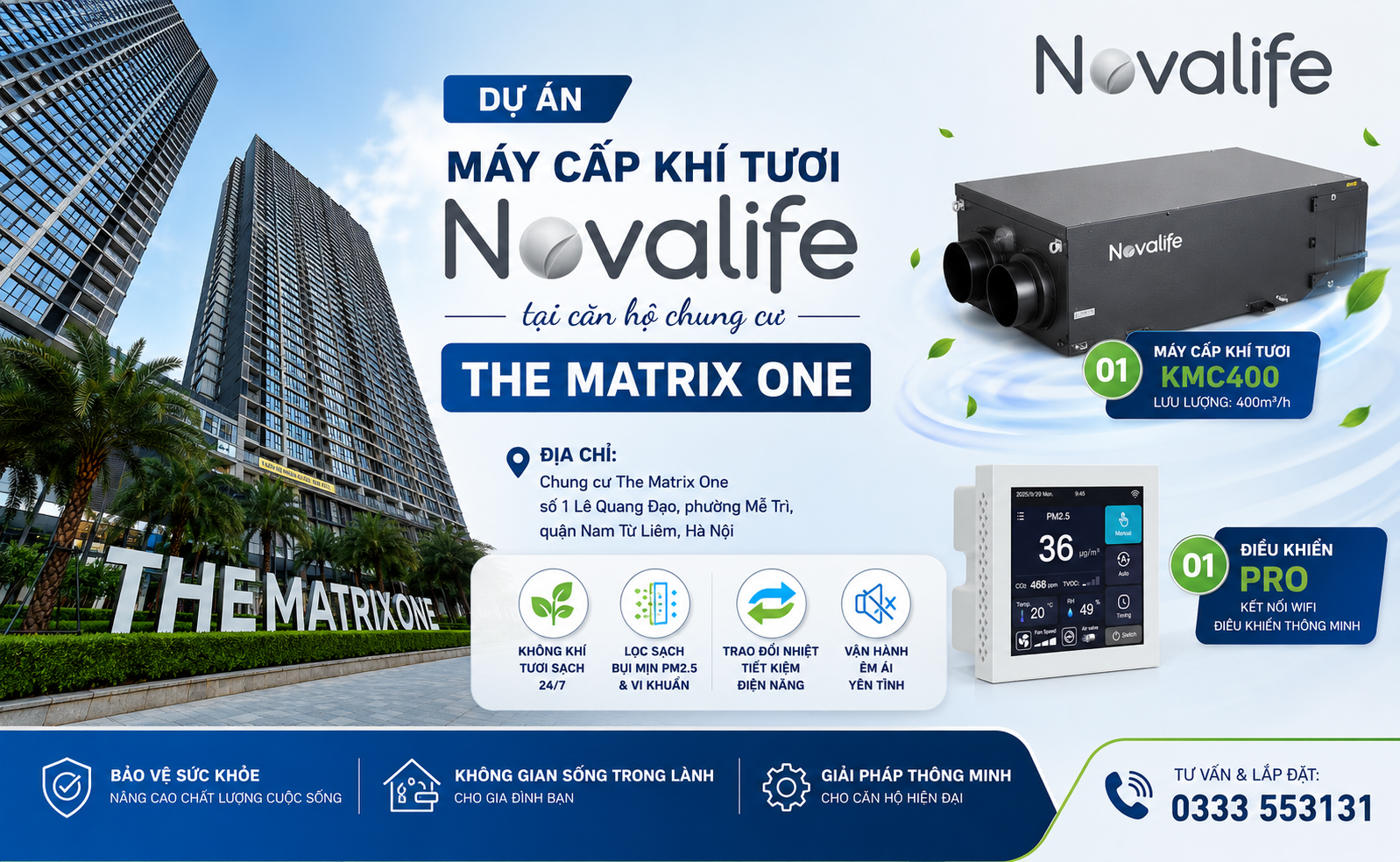Novalife hoàn thiện hệ thống cấp khí tươi chung cư The Matrix One