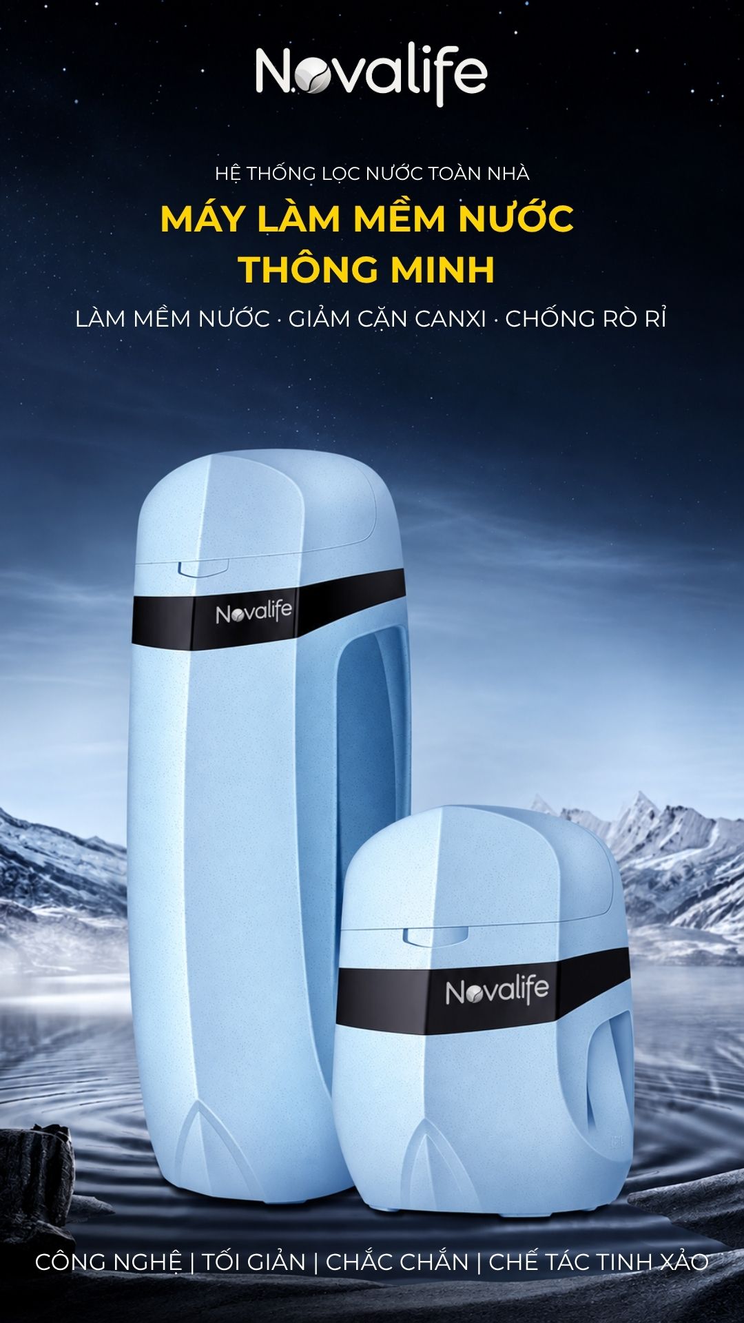 Máy làm mềm nước Novalife NV-S20: 2 m³/h – chống rò rỉ thông minh Máy làm mềm nước Novalife NV-S20 – làm mềm nước, giảm cặn canxi, chống rò rỉ