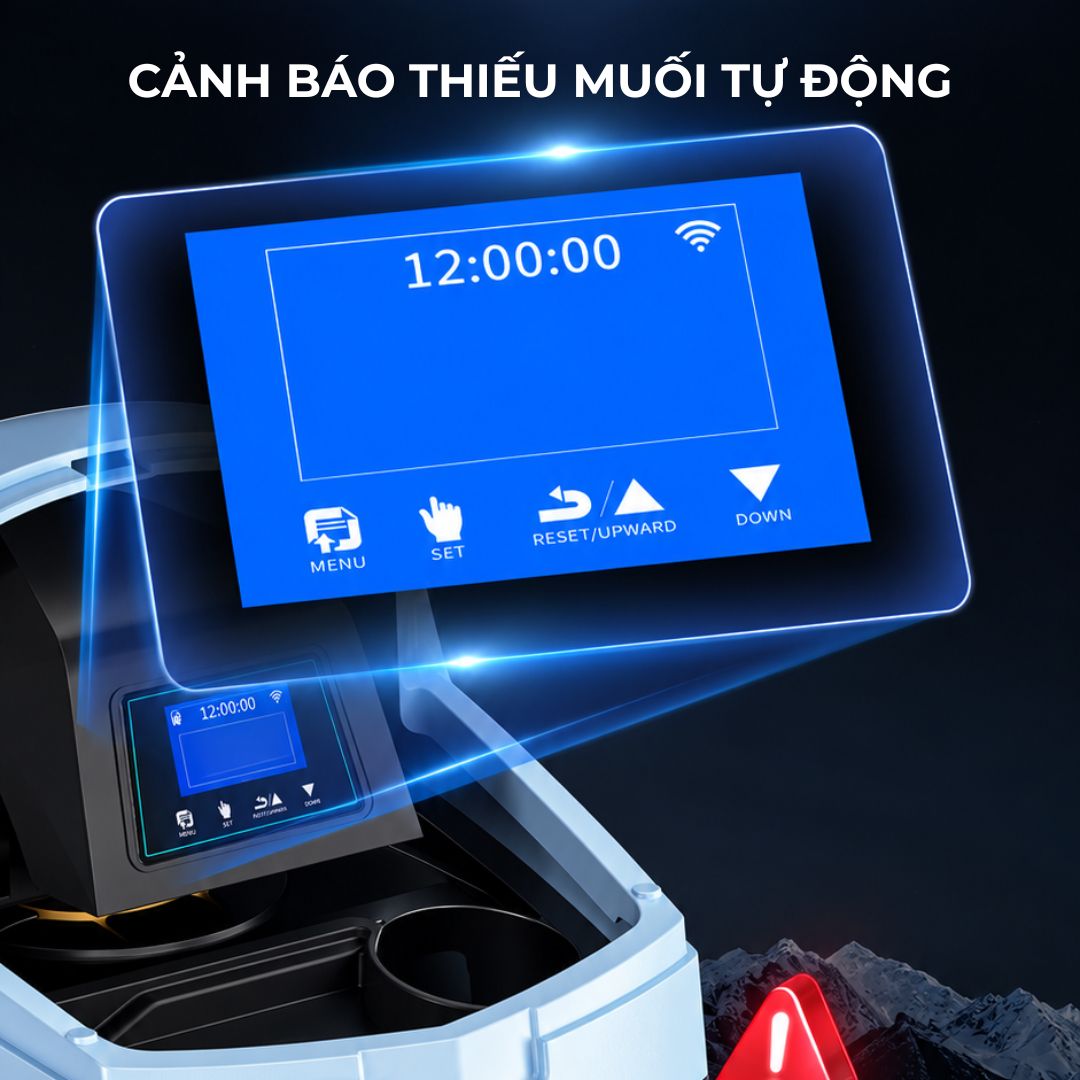 7 Cảnh báo thiếu muối tự động trên máy làm mềm nước NV-S20