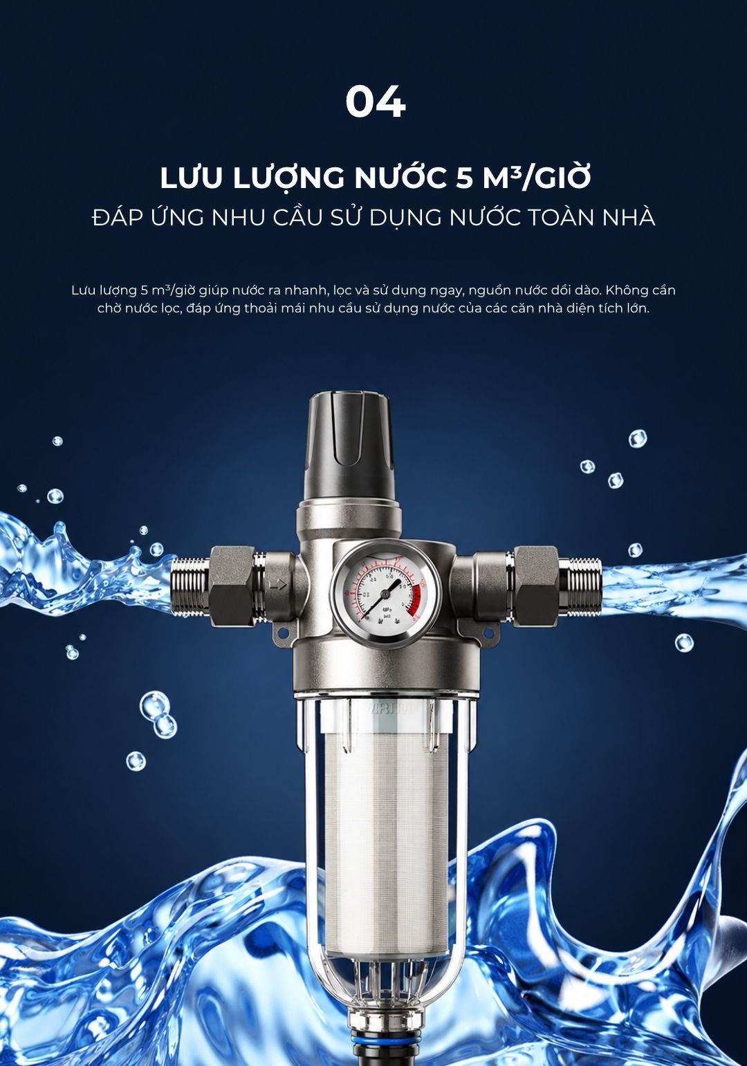 Bộ lọc sơ Novalife NV-M3: Không cần điện – Lưu lượng 5 m³/h Bộ lọc sơ Novalife NV-M3 – lưu lượng 5 m³/h cho toàn nhà