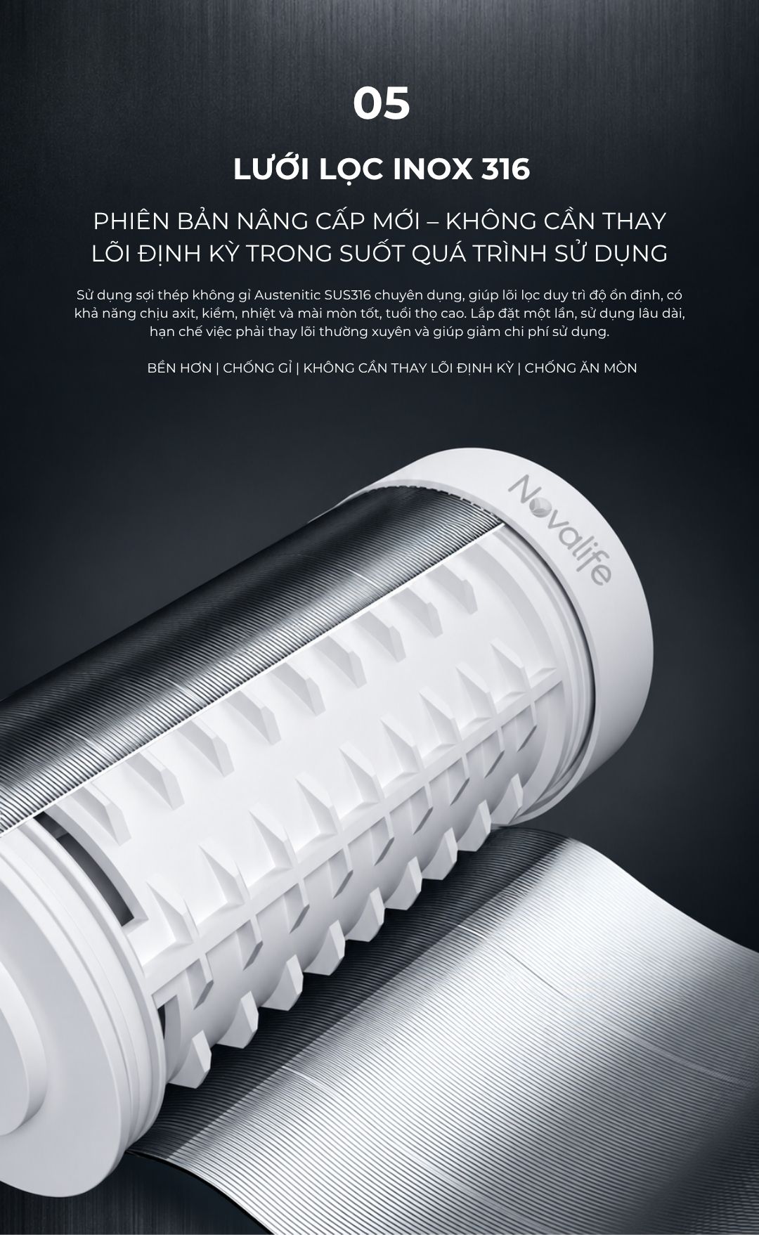 Bộ lọc sơ Novalife NV-M3: Không cần điện – Lưu lượng 5 m³/h Bộ lọc sơ Novalife NV-M3 – lưới lọc inox 316