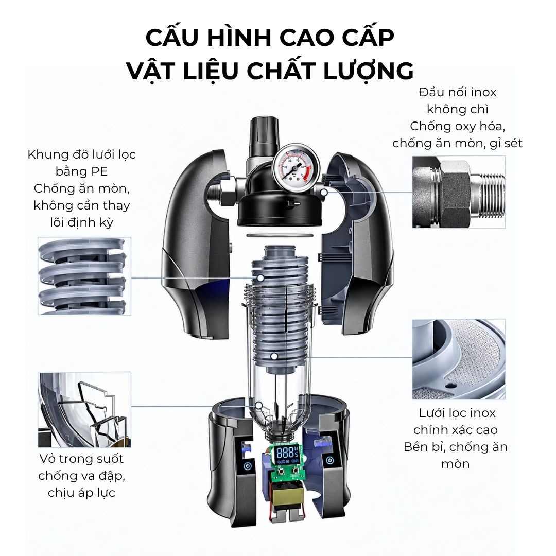 Bộ lọc sơ Novalife NV-M8 – cấu hình cao cấp, vật liệu chất lượng