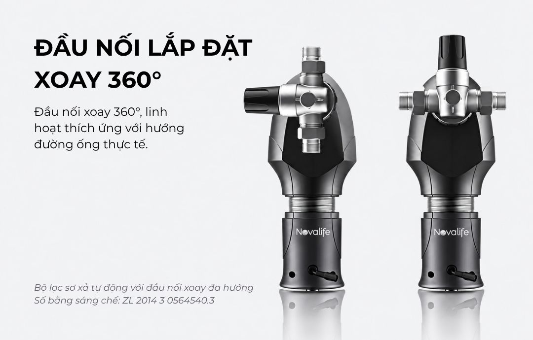 Bộ lọc sơ Novalife NV-M8 – đầu nối lắp đặt xoay 360 độ