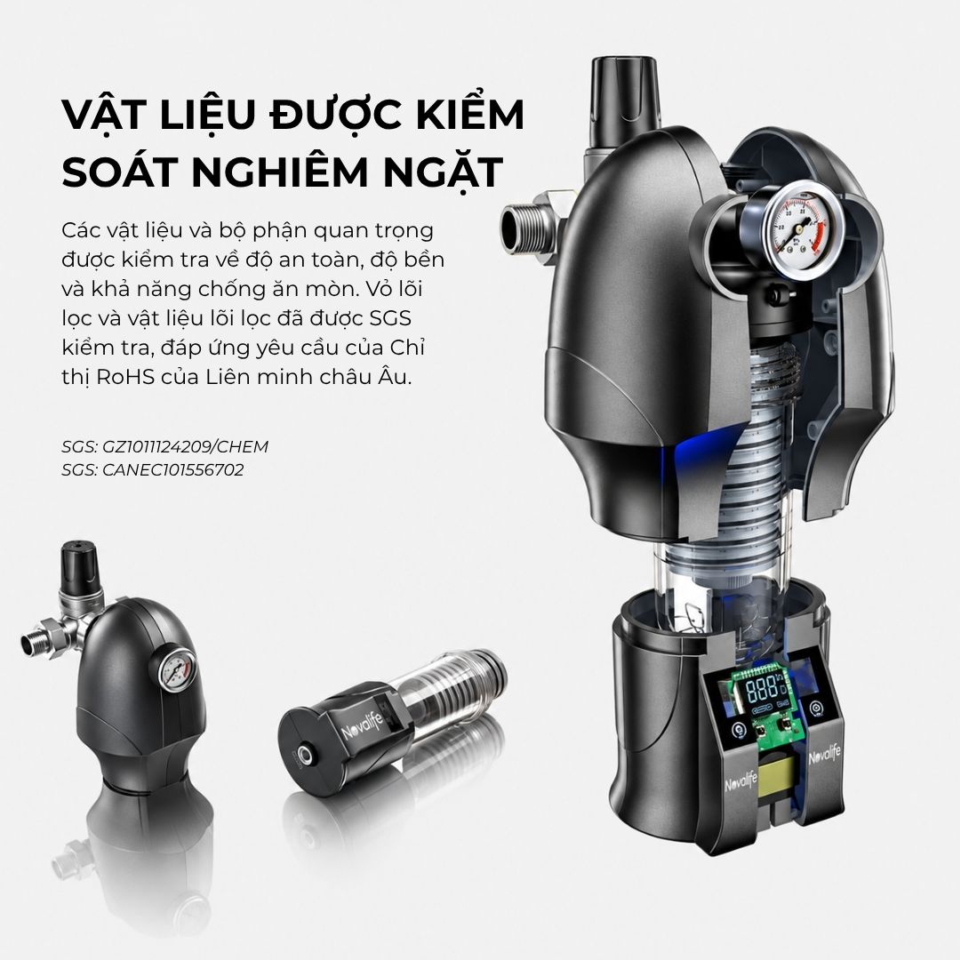 Bộ lọc sơ Novalife NV-M8 – vật liệu được kiểm soát nghiêm ngặt