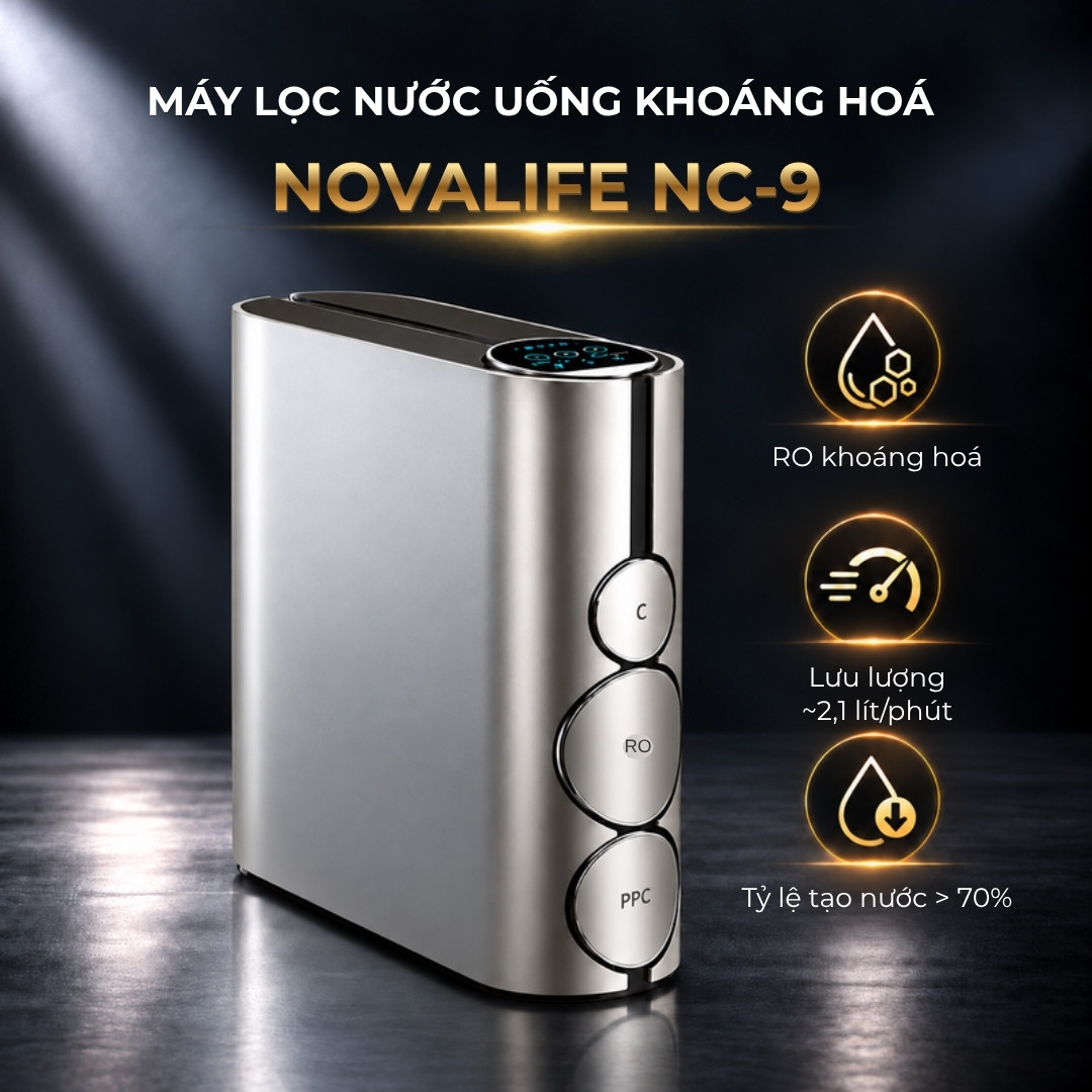 Máy lọc nước uống Novalife NC-9: Lọc RO khoáng hóa – Tiết kiệm nước